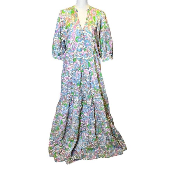 Fabienne Chapot NWT Cala Tiered Summer Maxi Dress Sz 42 Med‎ Org Cotton Spring - Picture 3 of 15